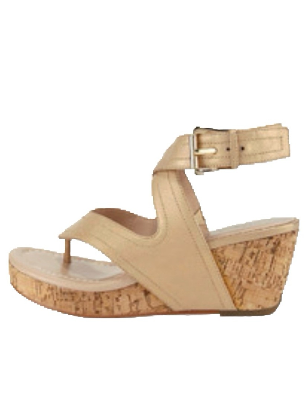 Donald J. Pliner Light Gold Cork Wedge Ankle Strap Sandal Size 7 1/2 M